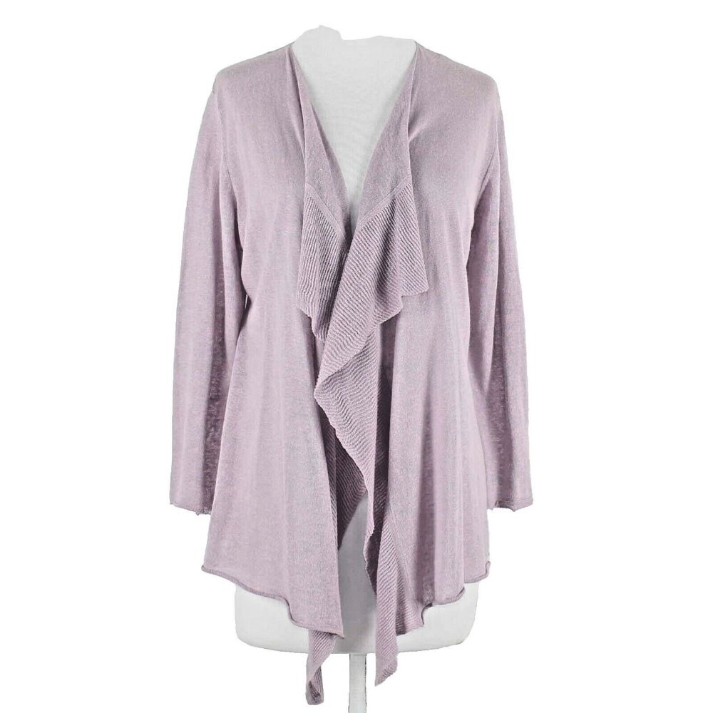 ISDA & CO $109 Sz L Lavender Open Fall Front Linen Cotton Wrap Cardigan